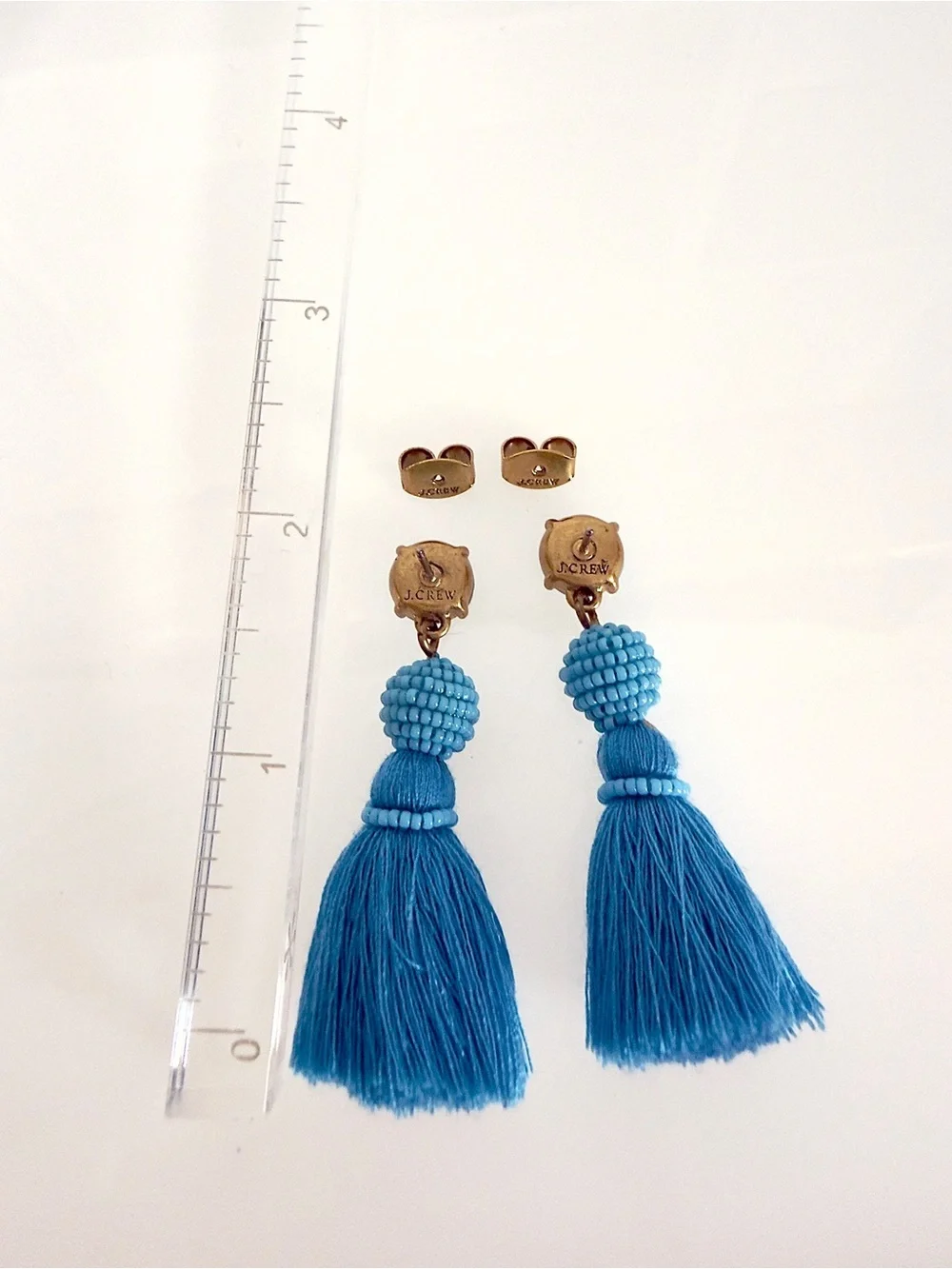 J.Crew Blue Beaded Tassel Drop Earrings
